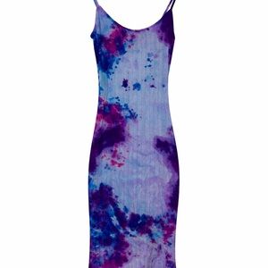 Forever 21 Purple, Lavender & Blue Tie-Dye Slip Dress